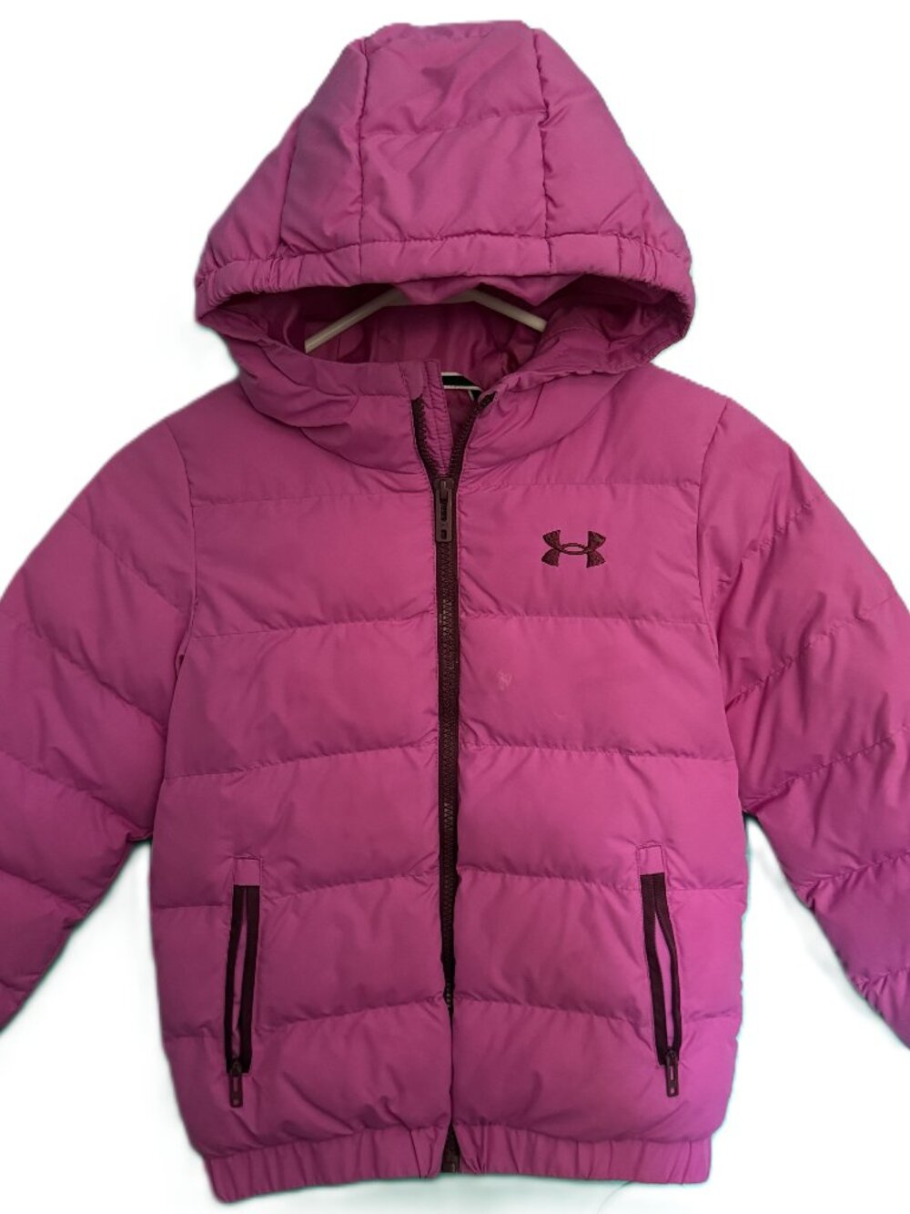 UA Kids Prime Hooded Puffer Coat - Virtual Pink/Magenta, size 6x